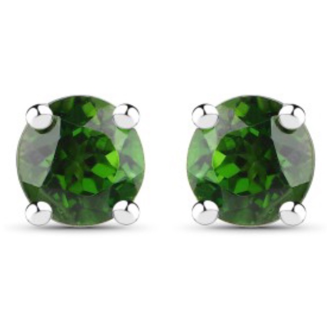 Nwot 0.46 Ctw Chrome Diopside And 925 Sterling Silver Designer Earrings